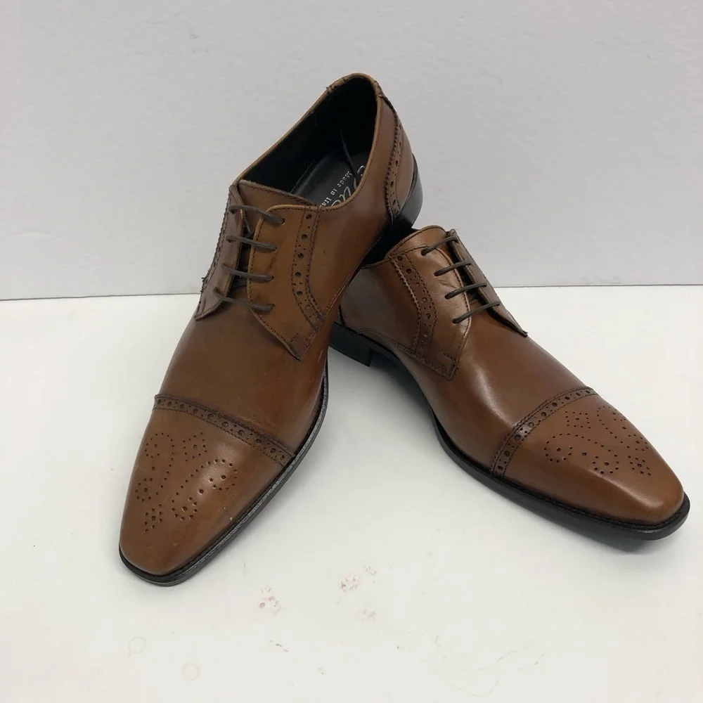 Duca shoes brown Italian leather captoe oxford